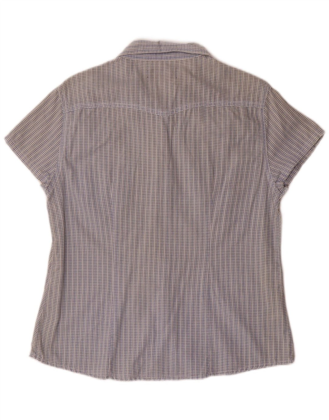 Lee Chemise à manches courtes pour femme UK 44 Grand carreaux bleus en coton