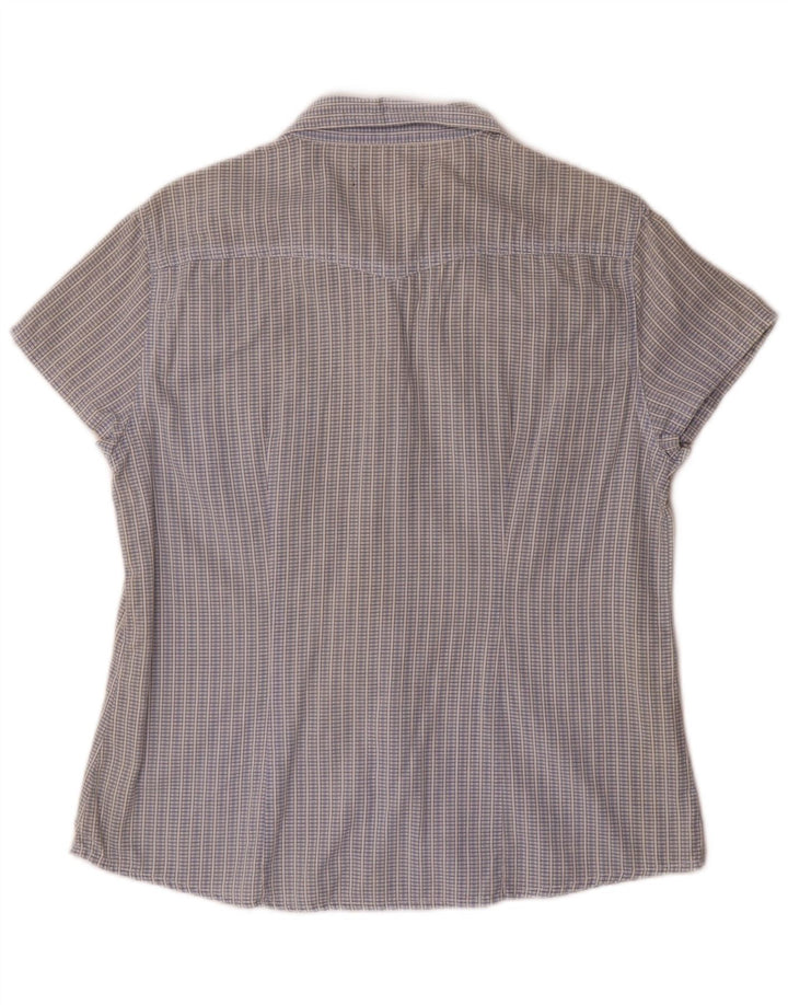 Lee Chemise à manches courtes pour femme UK 44 Grand carreaux bleus en coton