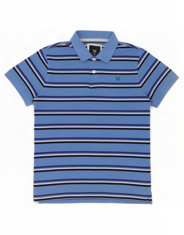Crew Clothing Polo Homme Coton Rayé Bleu Moyen