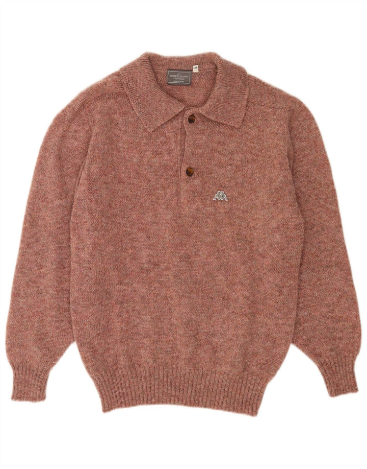 Kappa Pull Col Polo Homme Rouge Moyen Laine Mouchetée