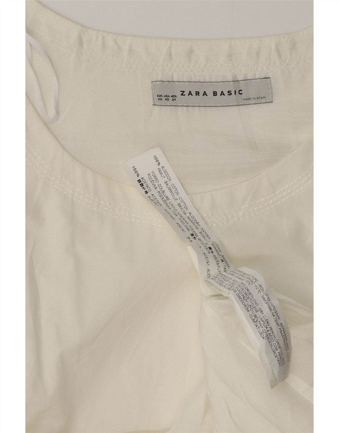 Zara Robe droite sans manches pour femme UK 6 XS Coton blanc