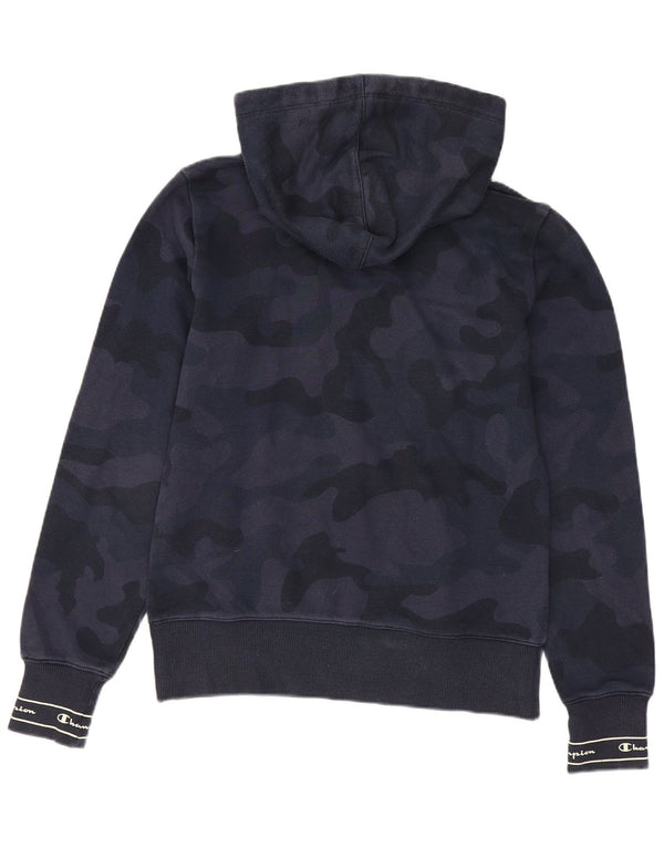 CHAMPION Pull à capuche graphique pour femme UK 10 Petit camouflage bleu marine