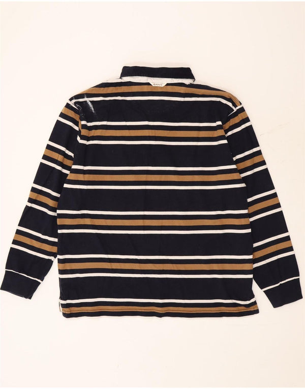 Gant Polo de rugby à manches longues pour homme 2XL en coton rayé bleu marine