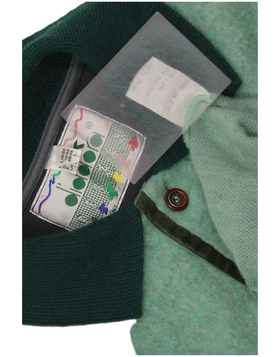 DIADORA Pull col polo homme grande laine verte