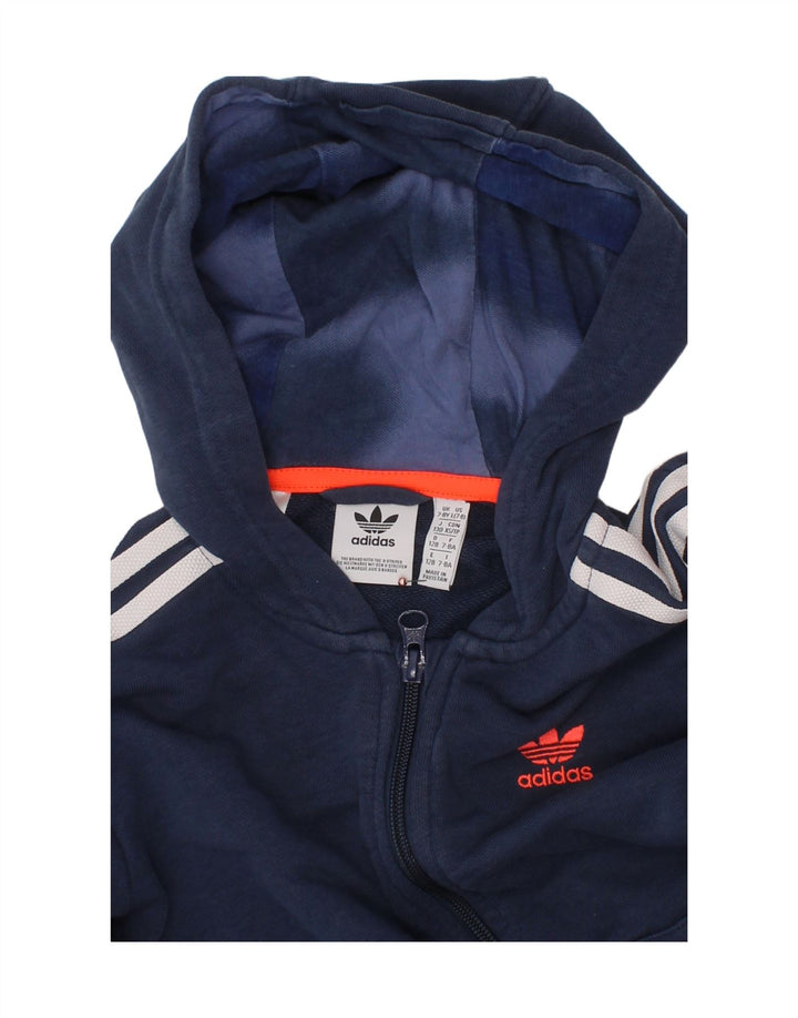 ADIDAS Pull à capuche zippé garçon 7-8 ans Bleu marine Coton