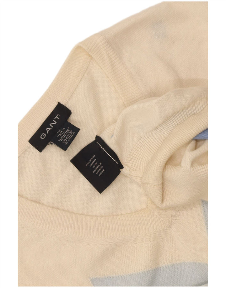 Gant Pull col V Homme Blanc Moyen Argyle/Diamant Coton