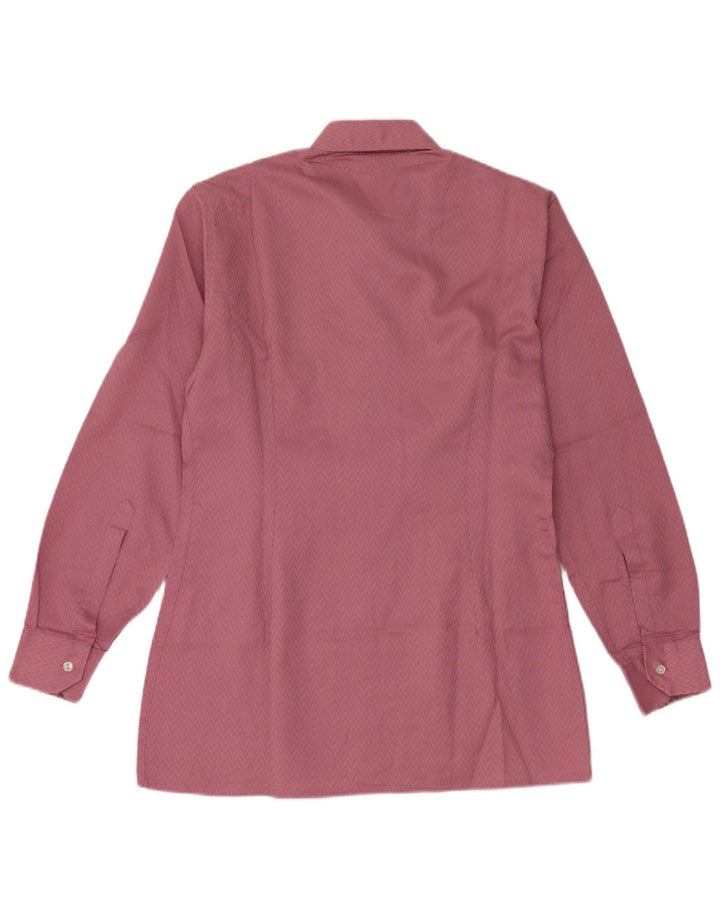 vintage Mens Slim Shirt Taille 38 15 Moyen Rose Géométrique