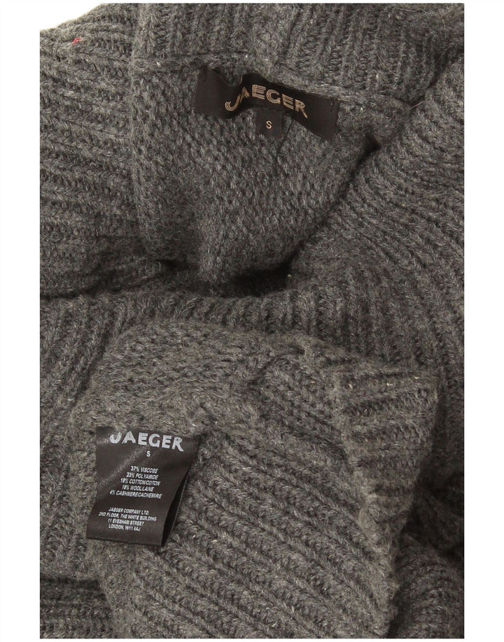 Jaeger Pull surdimensionné à col roulé pour femme UK 10 Petit Gris