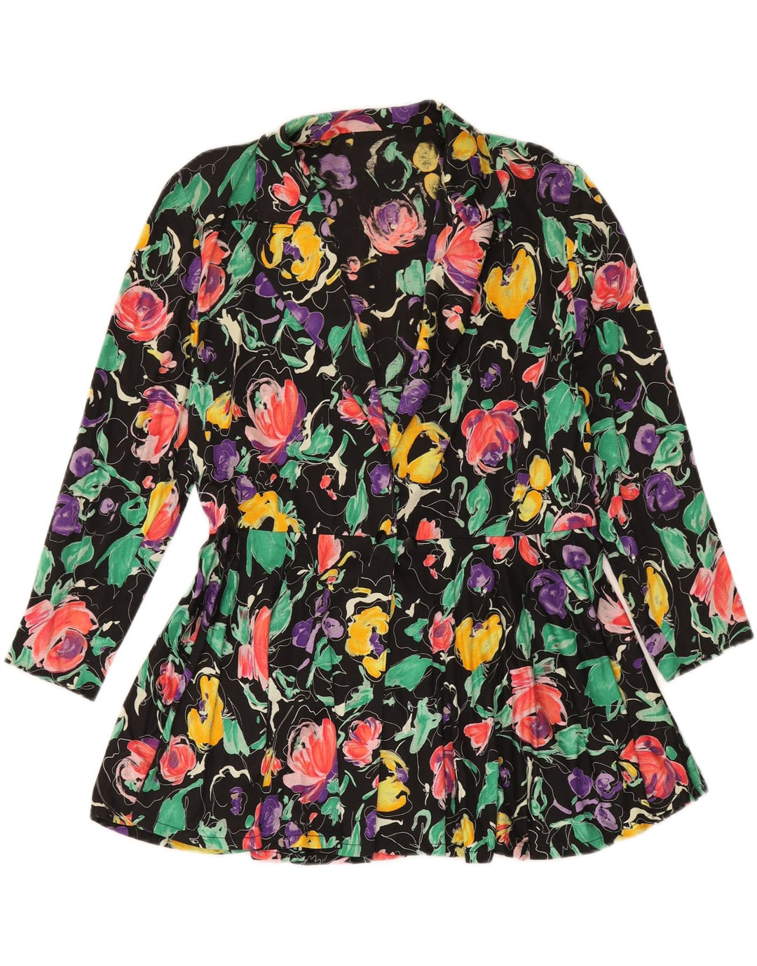 VINTAGE Veste Blazer Femme UK 12 Moyen Multicolore Floral