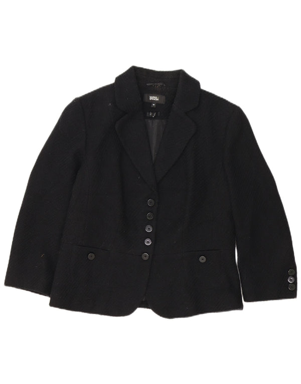 Marks & Spencer Veste blazer à 5 boutons pour femme UK 14 Noir moyen Polyester