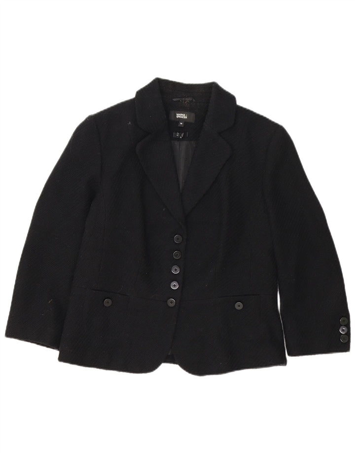 Marks & Spencer Veste blazer à 5 boutons pour femme UK 14 Noir moyen Polyester