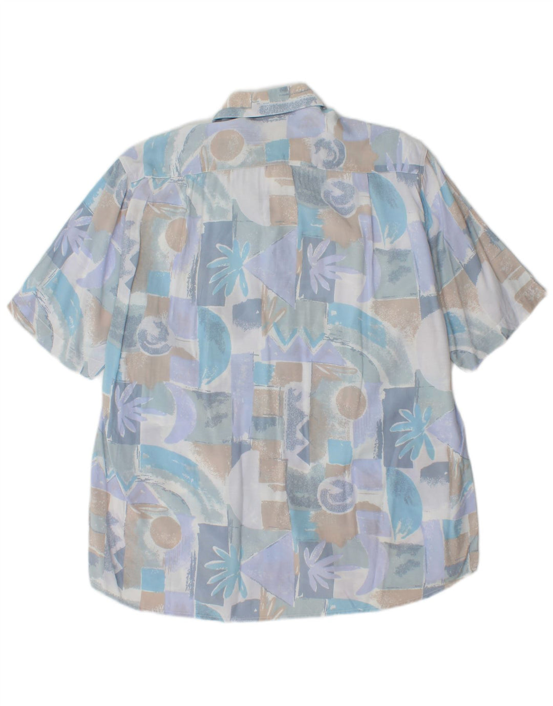 VINTAGE Chemise à manches courtes pour homme Bleu moyen géométrique