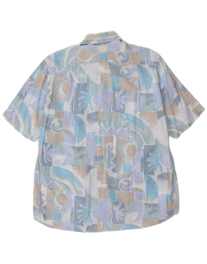 VINTAGE Chemise à manches courtes pour homme Bleu moyen géométrique