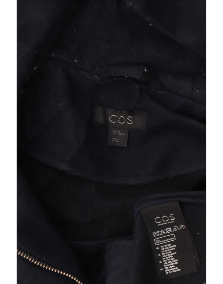 Cos Manteau à capuche pour femme EU 36 Petite laine bleu marine