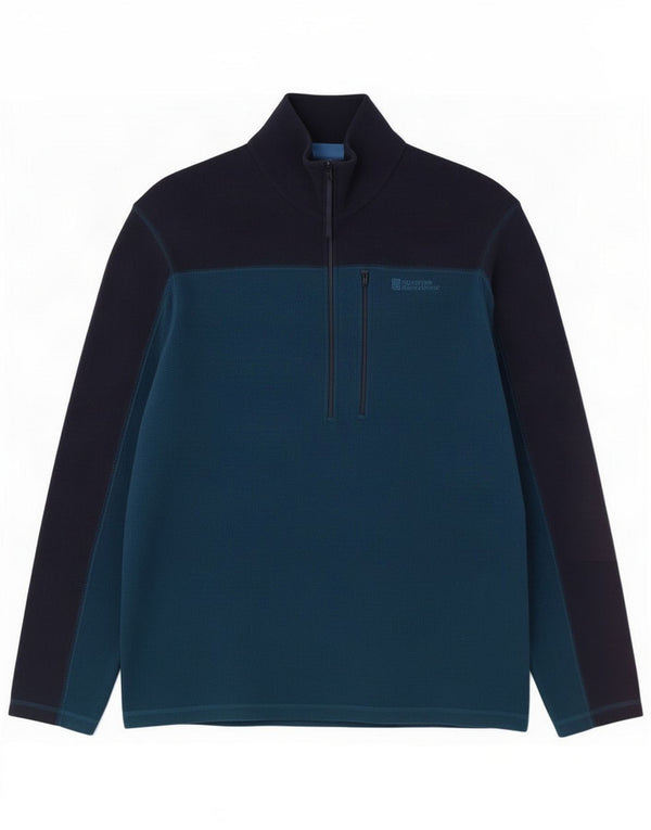 Mountain Warehouse Pull polaire à col zippé pour homme Large Bleu marine Colourblock