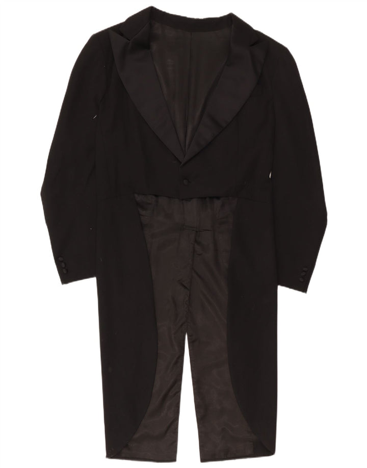 vintage Mens 1 Bouton Tailcoat Blazer Veste UK 36 Petit Noir