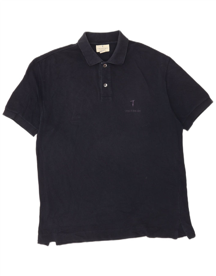 Trussardi Mens Polo Shirt Large Navy Blue Cotton