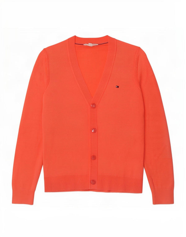 Tommy Hilfiger Pull Cardigan Femme UK 6 XS Orange Coton