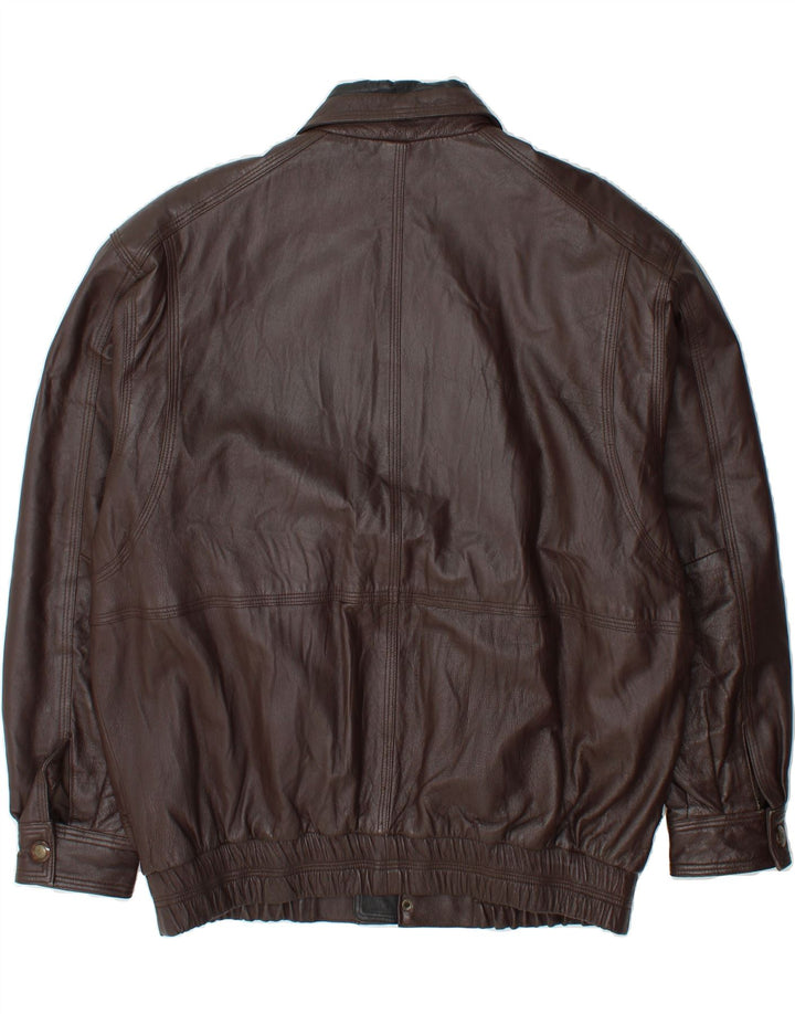 VINTAGE Mens Leather Jacket IT 50 Large Brown Leather Vintage Vintage and Second-Hand Vintage from Messina Hembry 