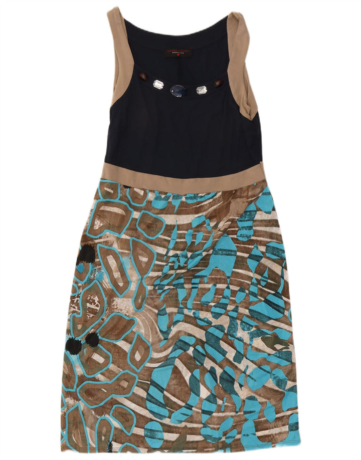Sandro Ferrone Robe fourreau pour femme UK 12 Medium Multicolore Géométrique