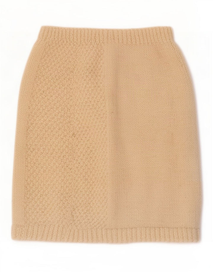 vintage Femme Tricot Mini Jupe W26 Petit Beige