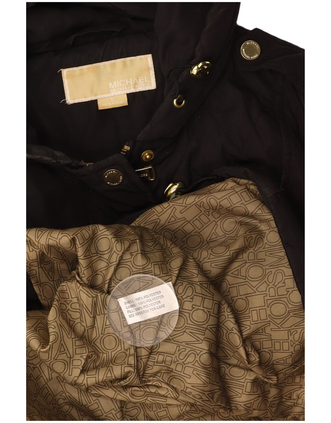 MICHAEL KORS Veste matelassée à capuche coupe ample pour femme UK 10 Small Noir