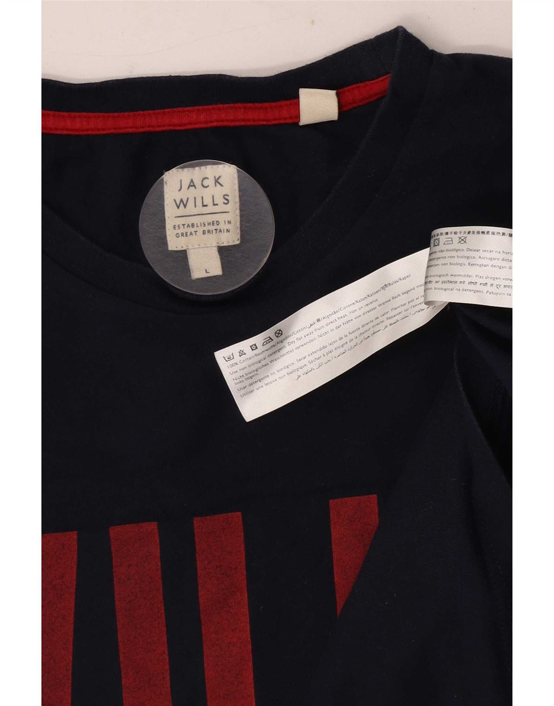 Jack Wills T-shirt graphique pour homme en coton bleu marine Taille L