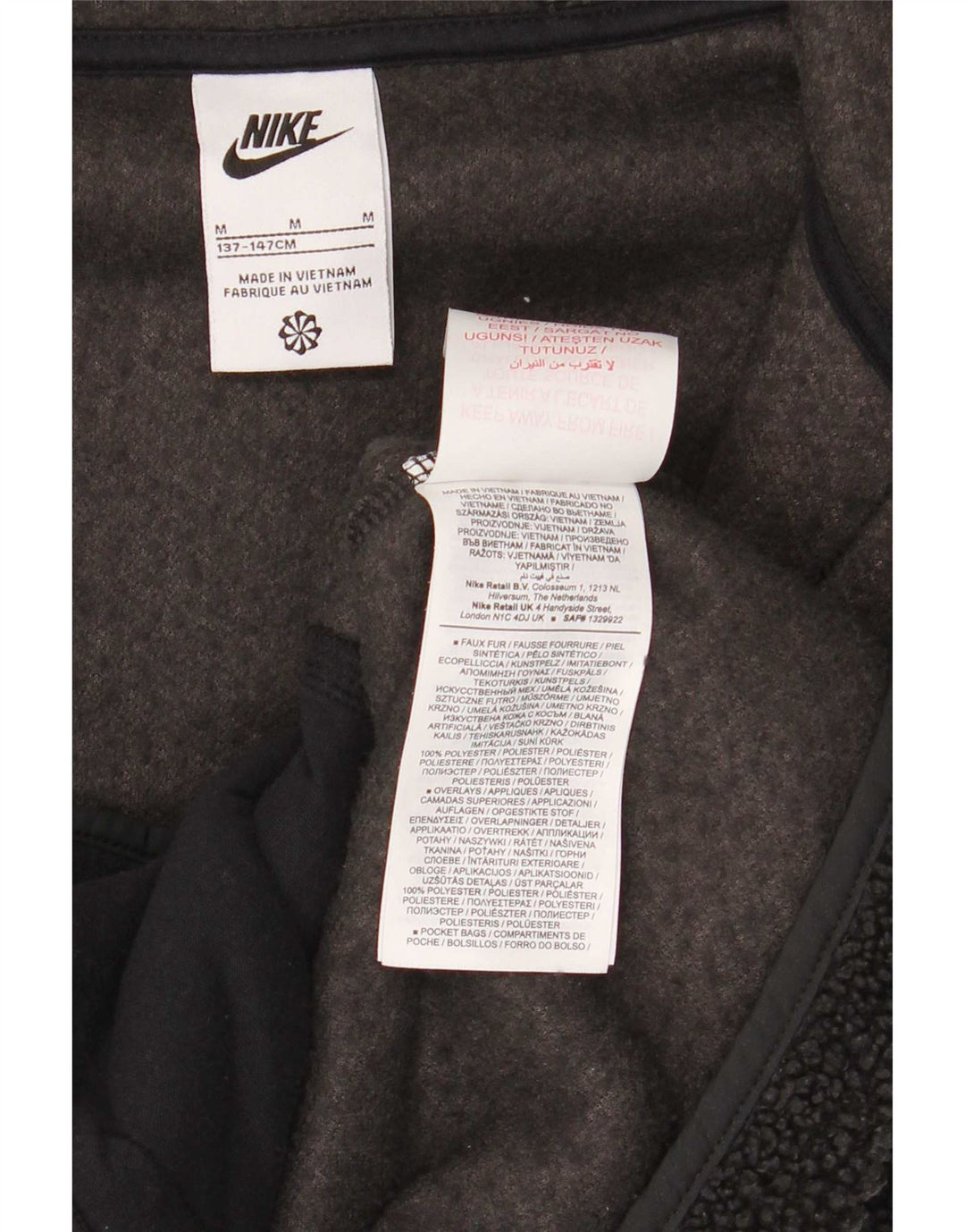 Veste polaire à capuche Nike garçon 10-11 ans noir moyen polyester