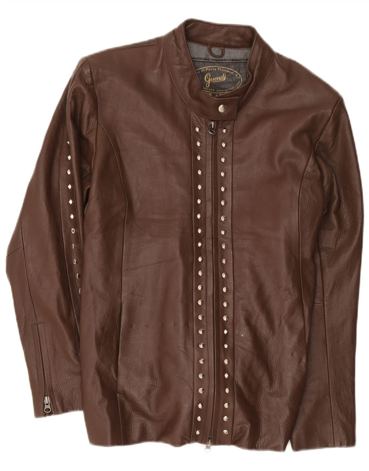 Veste en cuir femme vintage UK 14 Cuir brun moyen