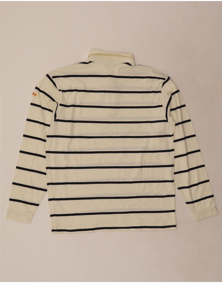 Fila Polo à Manches Longues Homme Blanc Cassé Coton Rayé