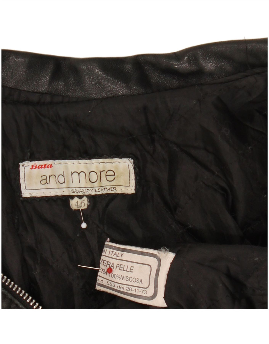 Bata and More Veste en cuir courte pour femme IT 46 Large Noir