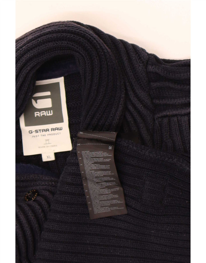 G-Star Pull à col boutonné pour homme XL Bleu marine Coton