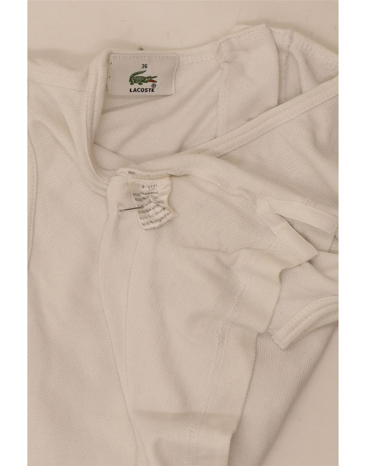 Lacoste Womens Crop Vest Top Taille 36 Petit Coton Blanc