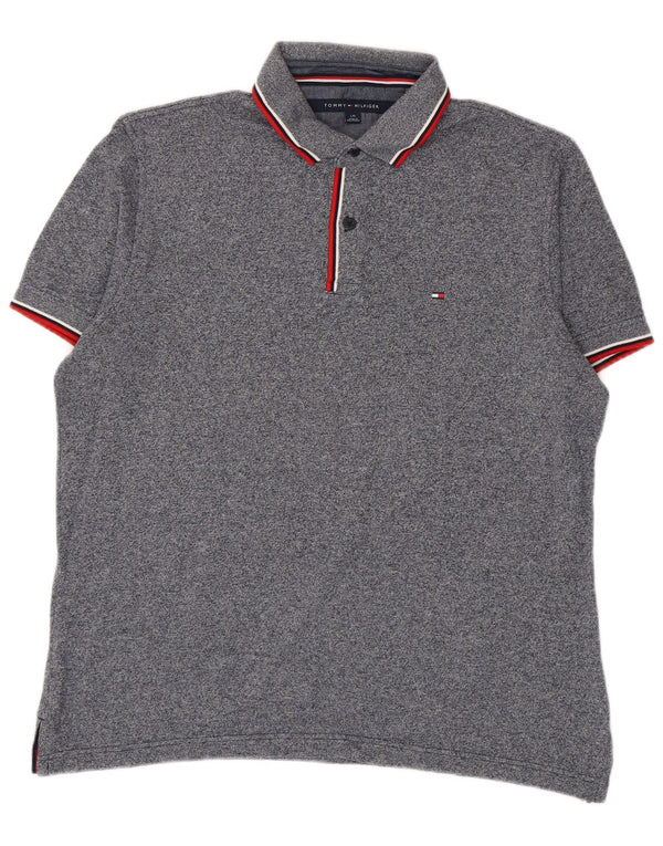 Tommy Hilfiger Polo Homme Large Bleu Marine Rayé Coton