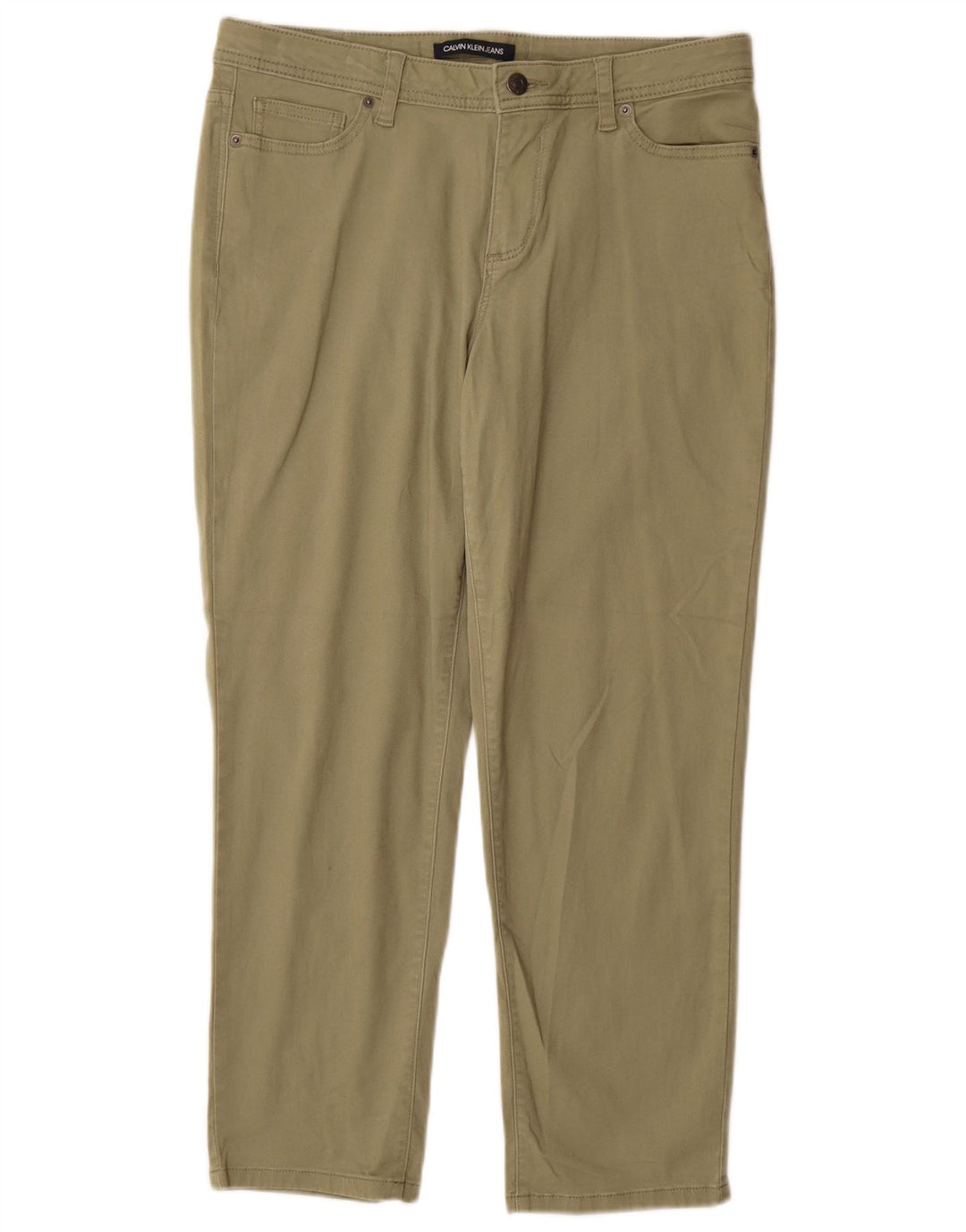 CALVIN KLEIN Pantalon décontracté fuselé pour femme US 10 Large W30 L27 Vert