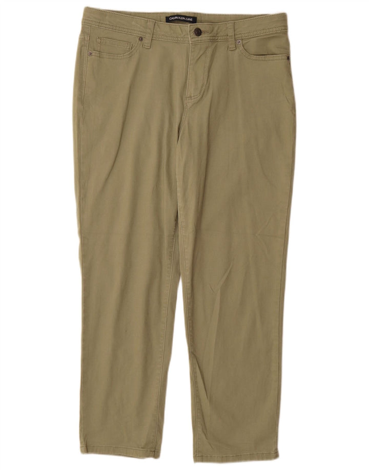CALVIN KLEIN Pantalon décontracté fuselé pour femme US 10 Large W30 L27 Vert