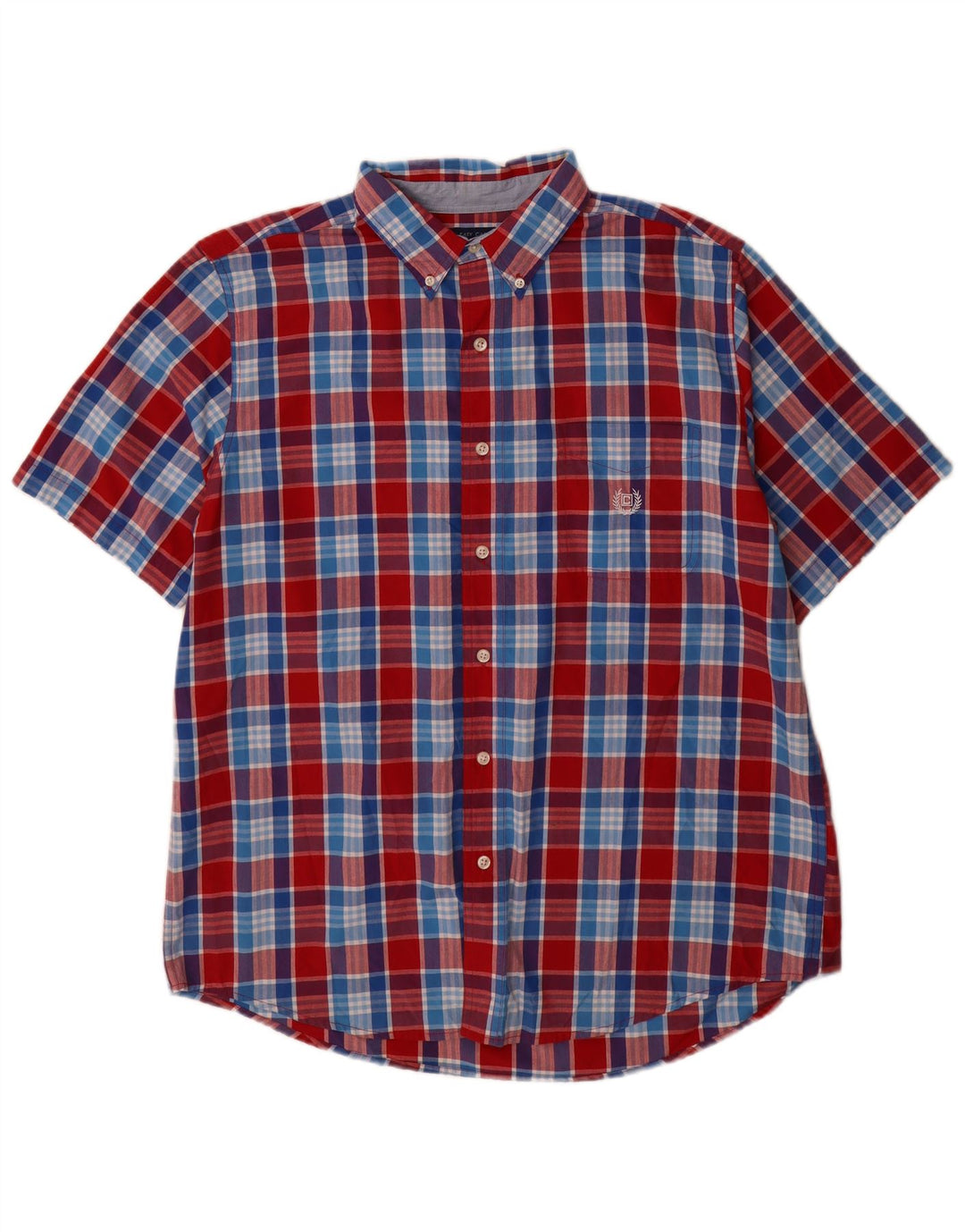 Chaps Chemise à manches courtes pour homme en coton à grands carreaux rouges