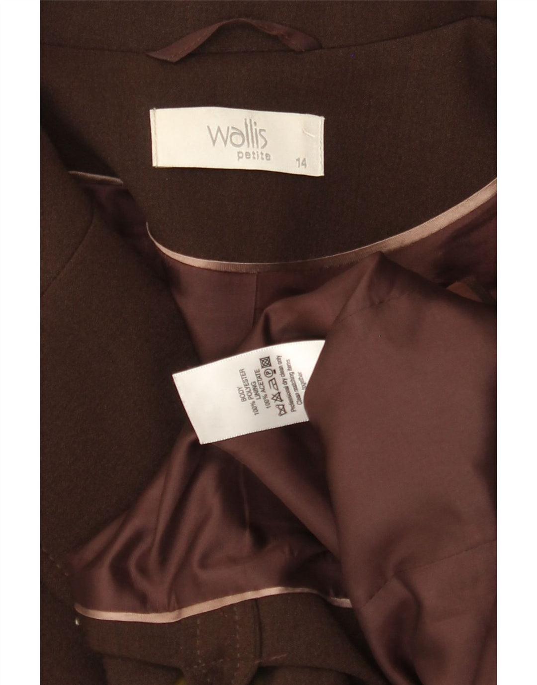 WALLIS Veste Blazer Petites Femme UK 14 Large Marron Polyester