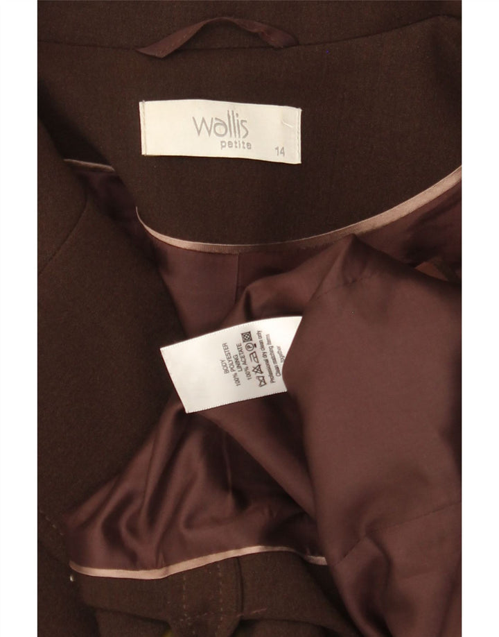 WALLIS Veste Blazer Petites Femme UK 14 Large Marron Polyester