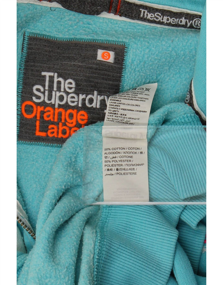 SUPERDRY Pull à capuche zippé pour femme UK 10 Petit Bleu Coton