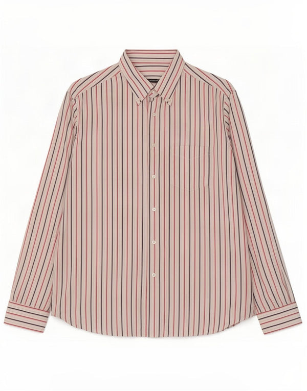 Roccobarocco Chemise Homme Taille 45 18 2XL Coton Rayé Blanc