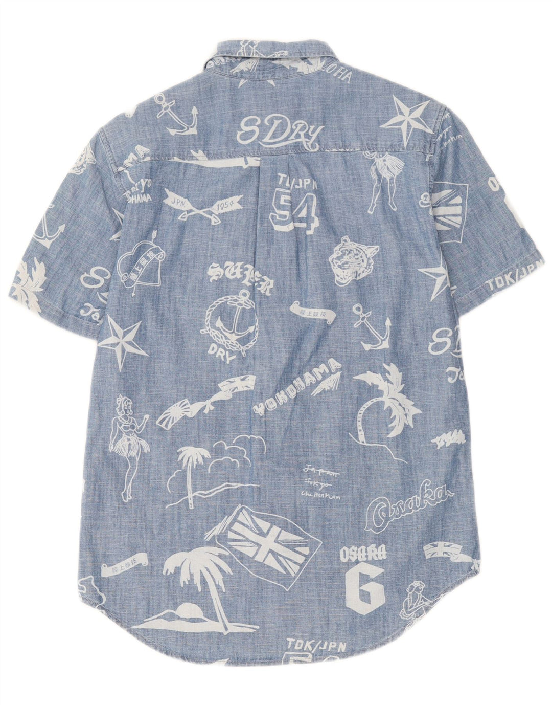 Superdry Chemise à Manches Courtes Regular Fit Graphic Homme Petit Bleu Coton