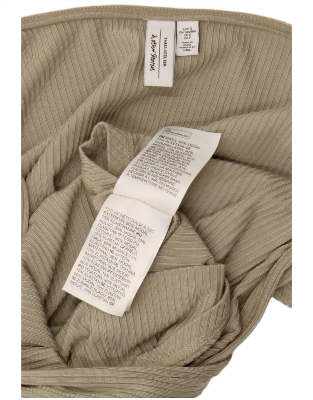 & OTHER STORIES Body à manches longues pour femme UK 10 Small Vert Modal