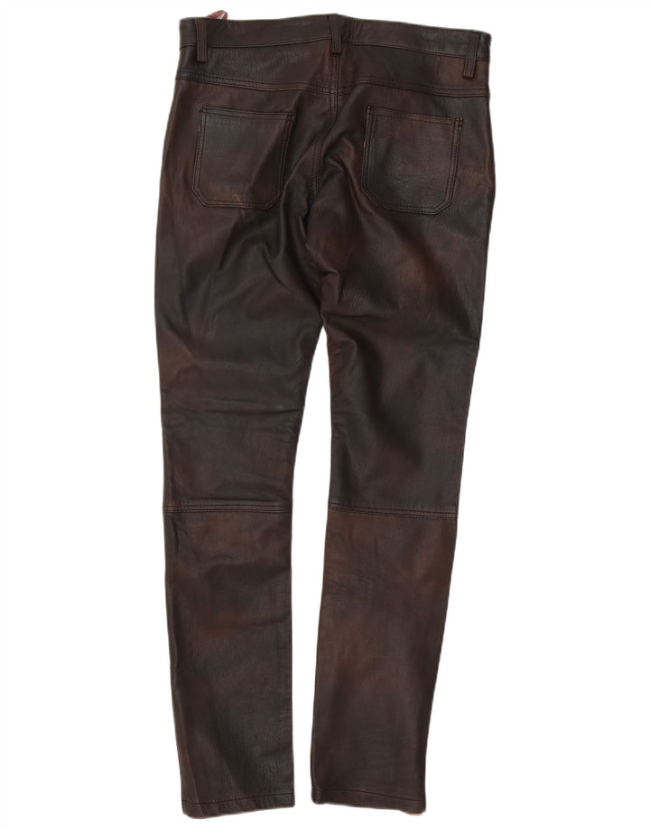il Lago Pantalon Slim en Cuir pour Homme IT 48 Medium W30 L32 Cuir Marron