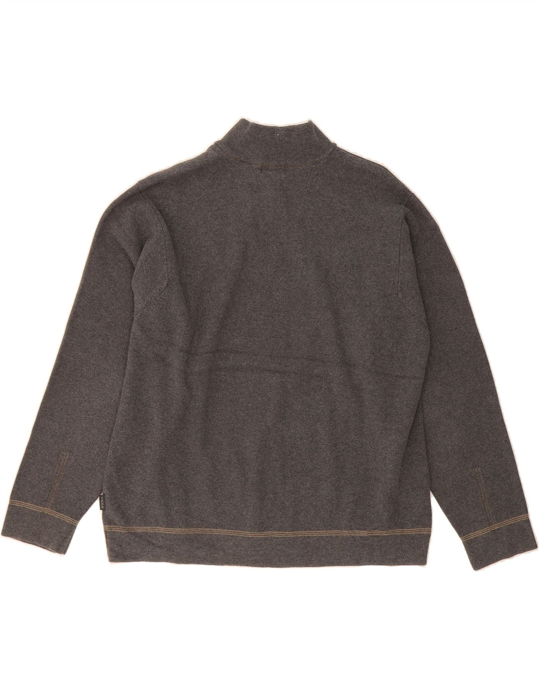 IZOD Womens Oversized Zip Neck Jumper Sweater UK 16 Large Grey Cotton Vintage Izod and Second-Hand Izod from Messina Hembry 