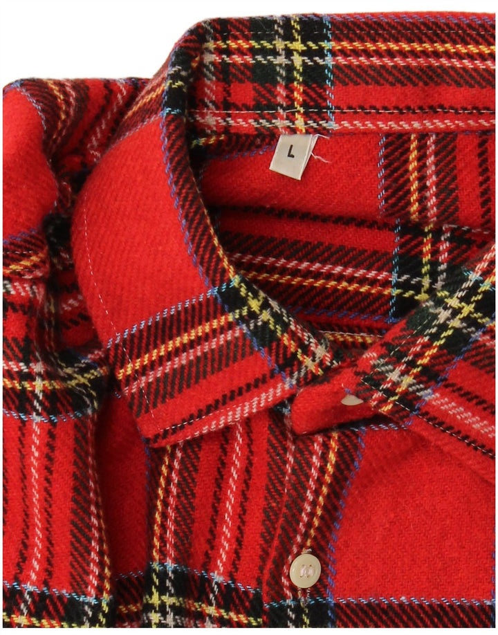 VINTAGE Chemise en flanelle pour homme à grands carreaux rouges