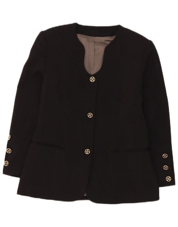 vintage Femme 3 Bouton Blazer Veste IT 44 Moyen Noir