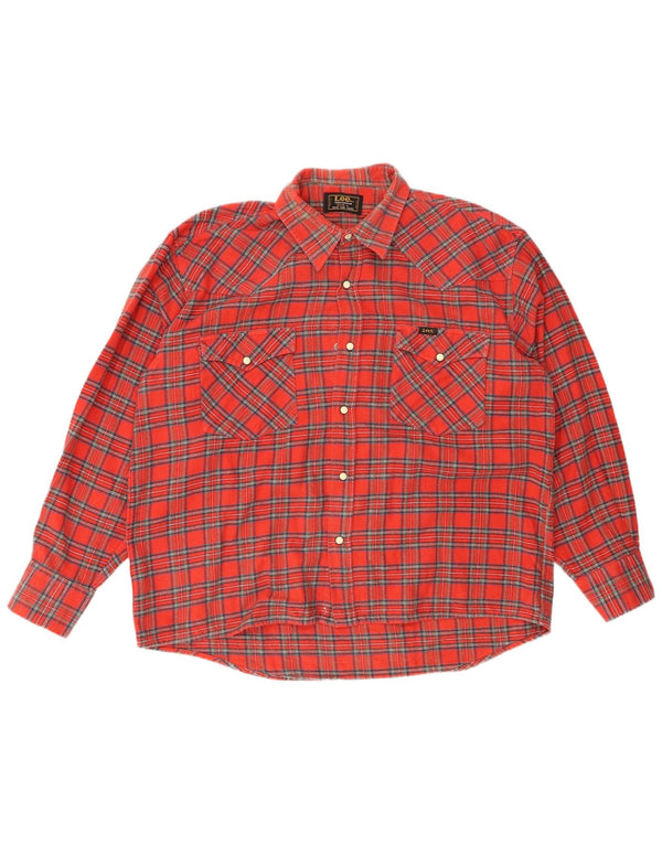 LEE Chemise en flanelle pour homme en coton à grands carreaux rouges