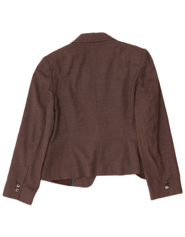 Marks & Spencer Veste blazer à 1 bouton pour femme UK 12 Marron moyen à pois