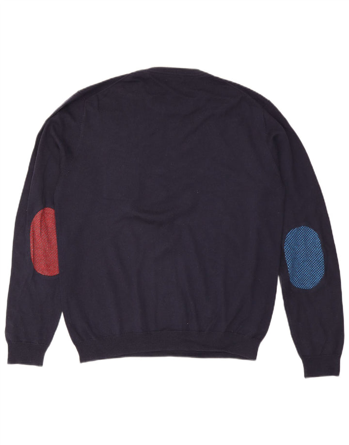 Sun68 Pull col rond pour homme en laine bleu marine